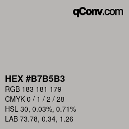 カラーコード: HEX #B7B5B3 | qconv.com