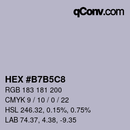 Color code: HEX #B7B5C8 | qconv.com