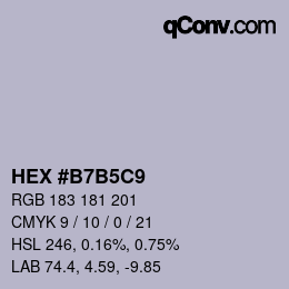 颜色代码: HEX #B7B5C9 | qconv.com