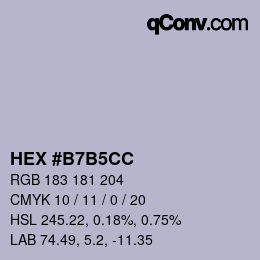 カラーコード: HEX #B7B5CC | qconv.com