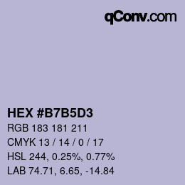 Color code: HEX #B7B5D3 | qconv.com