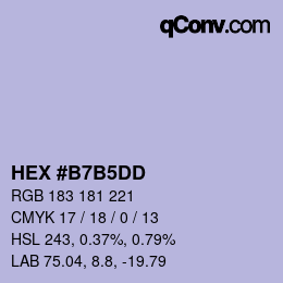 颜色代码: HEX #B7B5DD | qconv.com