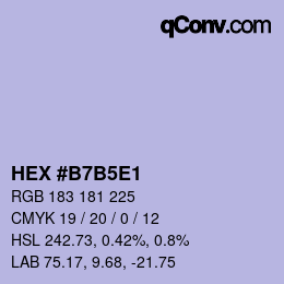 Color code: HEX #B7B5E1 | qconv.com