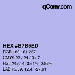 カラーコード: HEX #B7B5ED | qconv.com