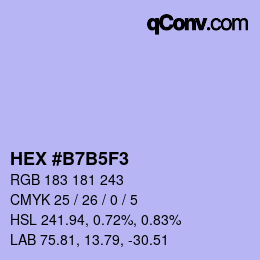Color code: HEX #B7B5F3 | qconv.com