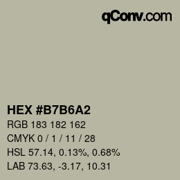 颜色代码: HEX #B7B6A2 | qconv.com