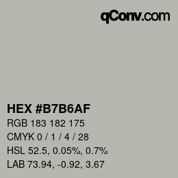 Color code: HEX #B7B6AF | qconv.com