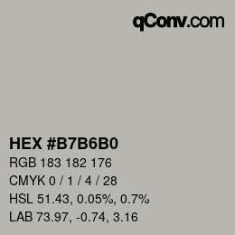 カラーコード: HEX #B7B6B0 | qconv.com