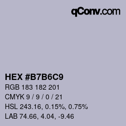 カラーコード: HEX #B7B6C9 | qconv.com