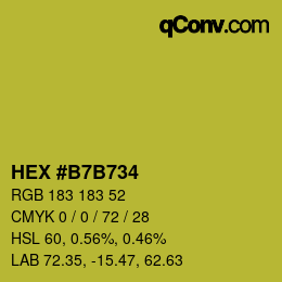 カラーコード: HEX #B7B734 | qconv.com