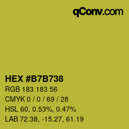 カラーコード: HEX #B7B738 | qconv.com