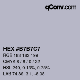 カラーコード: HEX #B7B7C7 | qconv.com
