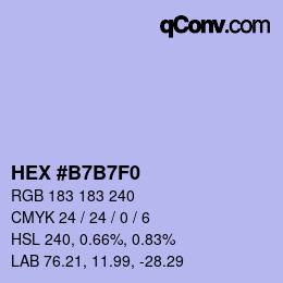 颜色代码: HEX #B7B7F0 | qconv.com