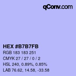カラーコード: HEX #B7B7FB | qconv.com