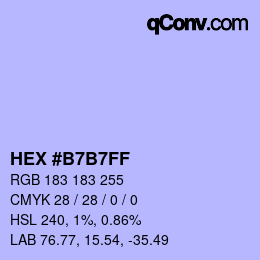 カラーコード: HEX #B7B7FF | qconv.com