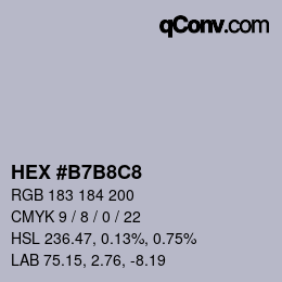 颜色代码: HEX #B7B8C8 | qconv.com