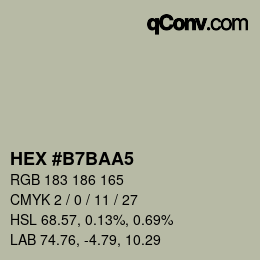 Color code: HEX #B7BAA5 | qconv.com