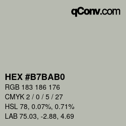 颜色代码: HEX #B7BAB0 | qconv.com