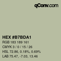 Color code: HEX #B7BDA1 | qconv.com