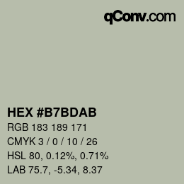 颜色代码: HEX #B7BDAB | qconv.com