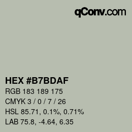 カラーコード: HEX #B7BDAF | qconv.com