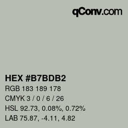 颜色代码: HEX #B7BDB2 | qconv.com