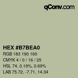 Color code: HEX #B7BEA0 | qconv.com