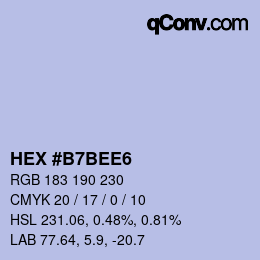 颜色代码: HEX #B7BEE6 | qconv.com