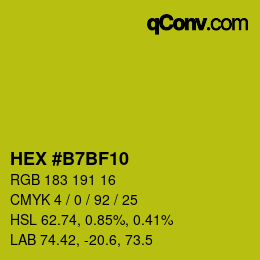 颜色代码: HEX #B7BF10 | qconv.com