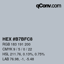 Color code: HEX #B7BFC8 | qconv.com
