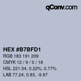 Color code: HEX #B7BFD1 | qconv.com