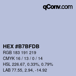 Color code: HEX #B7BFDB | qconv.com