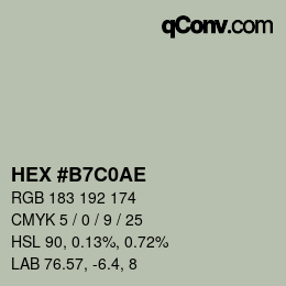 カラーコード: HEX #B7C0AE | qconv.com