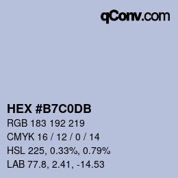 Color code: HEX #B7C0DB | qconv.com