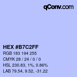 Color code: HEX #B7C2FF | qconv.com