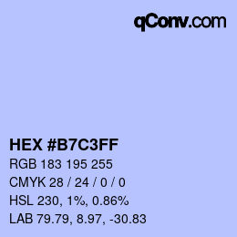 Color code: HEX #B7C3FF | qconv.com