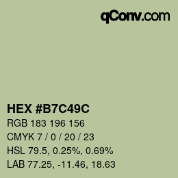 Farbcode: HEX #B7C49C | qconv.com