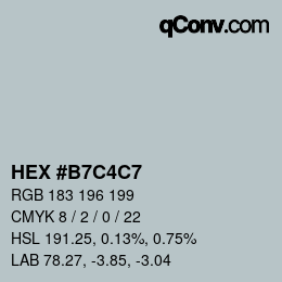 Color code: HEX #B7C4C7 | qconv.com