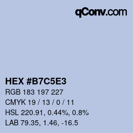 Color code: HEX #B7C5E3 | qconv.com