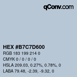 颜色代码: HEX #B7C7D600 | qconv.com