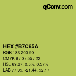 カラーコード: HEX #B7C85A | qconv.com