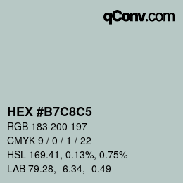 Farbcode: HEX #B7C8C5 | qconv.com