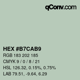 Color code: HEX #B7CAB9 | qconv.com