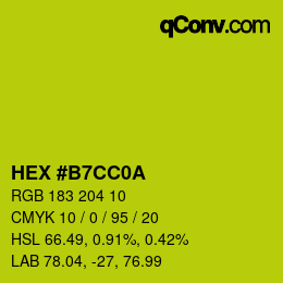 Color code: HEX #B7CC0A | qconv.com