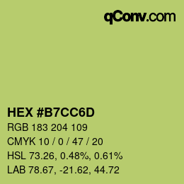 Color code: HEX #B7CC6D | qconv.com