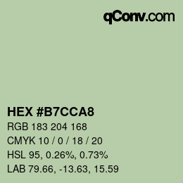 颜色代码: HEX #B7CCA8 | qconv.com