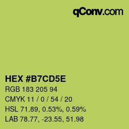 Code couleur: HEX #B7CD5E | qconv.com