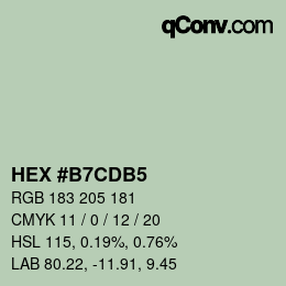 カラーコード: HEX #B7CDB5 | qconv.com
