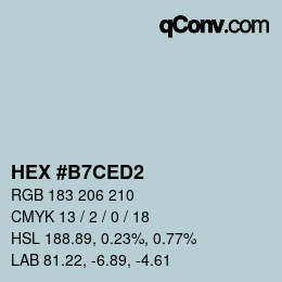 颜色代码: HEX #B7CED2 | qconv.com