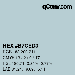 Código de color: HEX #B7CED3 | qconv.com